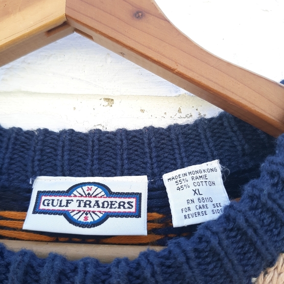 Vintage 90s Gulf Traders Multicolor Crewneck Sweater - Picture 2 of 4